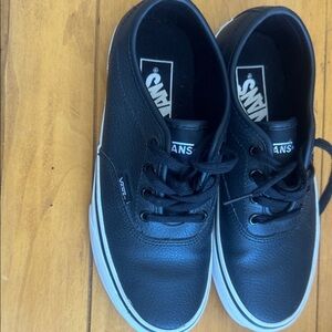 Vans Black Leather Athletic Shoes
